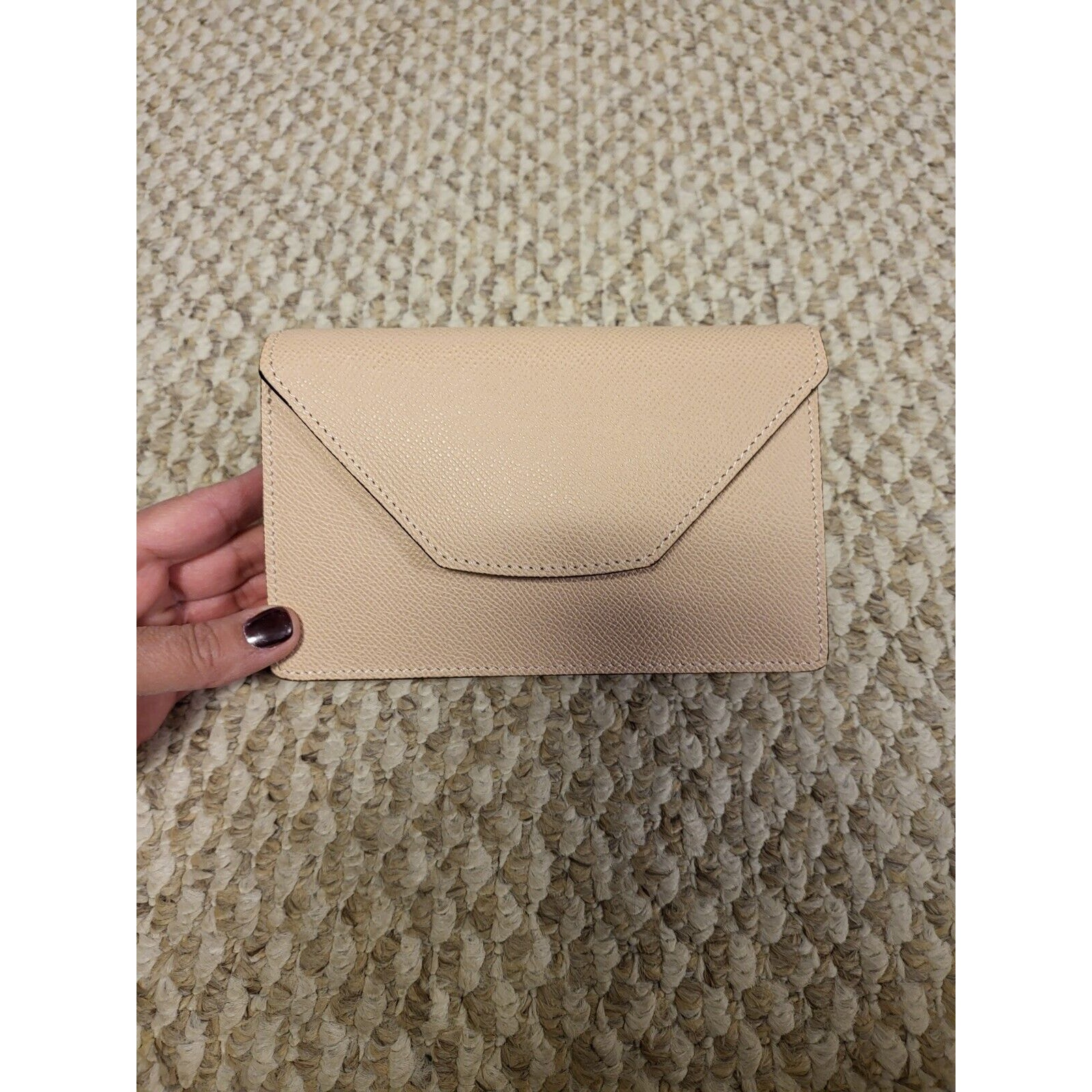 Valextra Small Leather Gold Chain Crossbody Purse. Pink/ Beige Color.